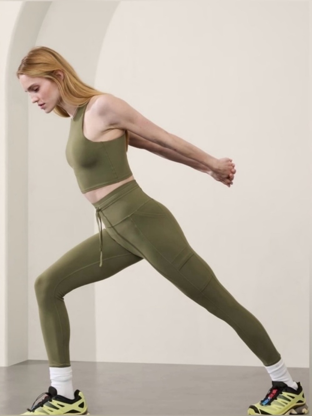 Athleta Salutation Cargo Tight Olive Green NWT